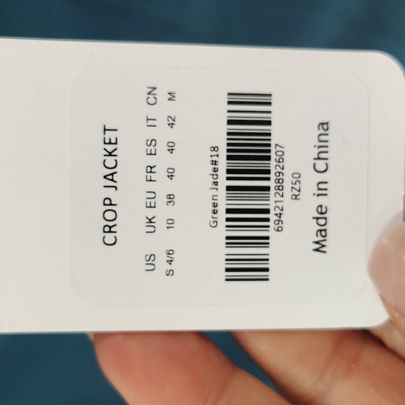 CRZ YOGA Zip Up Cropped Jacket Green Jade Size Small NWT Long Sleeve - Picture 9 of 9